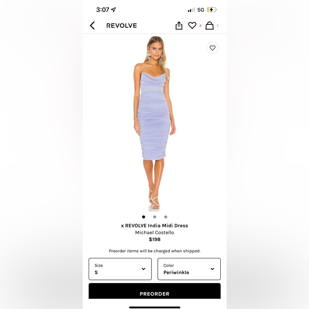 X REVOLVE India Midi Dress by Michael Costello NEW WITH TAGS in periwinkle